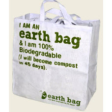 Cycle showing 100% biodegradable Earth Bag Carrier Bag